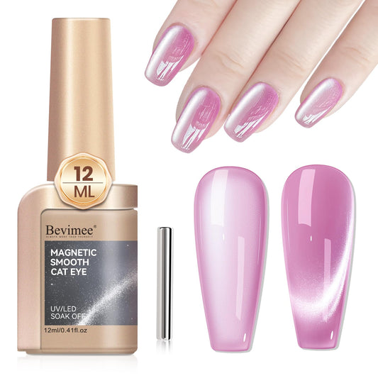 Bevimee Cat Eye Gel Polish Moonlight 12ML, Magnetic Cateye Shiny Holographic Nail Polish for Nail Art 1PCS