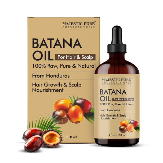 Majestic Pure Batana Oil for Hair & Scalp Nourishment, Strengthening, Nourishing, Voluminizing - Non GMO Verified, 4 Fl Oz