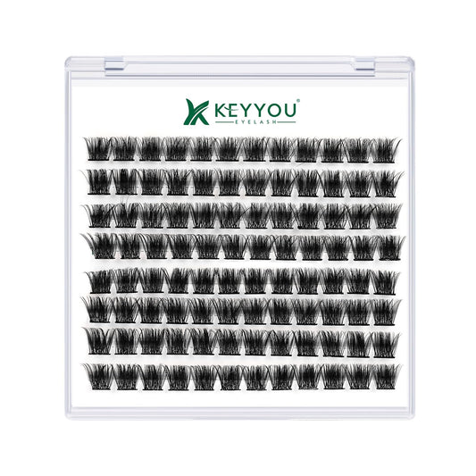 Lash Clusters,96 Pcs Cluster Lashes D Curl 10mm DIY Lash Extensions Eyelash Clusters,KEYYOU Volume Wispy Individual Lashes Soft&Comfortable Easy DIY at Home(Y05,D-10mm)