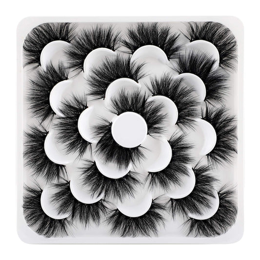 6D Mink Lashes Eyelashes Volume Dramatic Wispy Lashes Mink zanlufly 22MM Long False Eyelashes Luxury Crossed Soft Volume Reusable 10 Pairs Lashes Pack